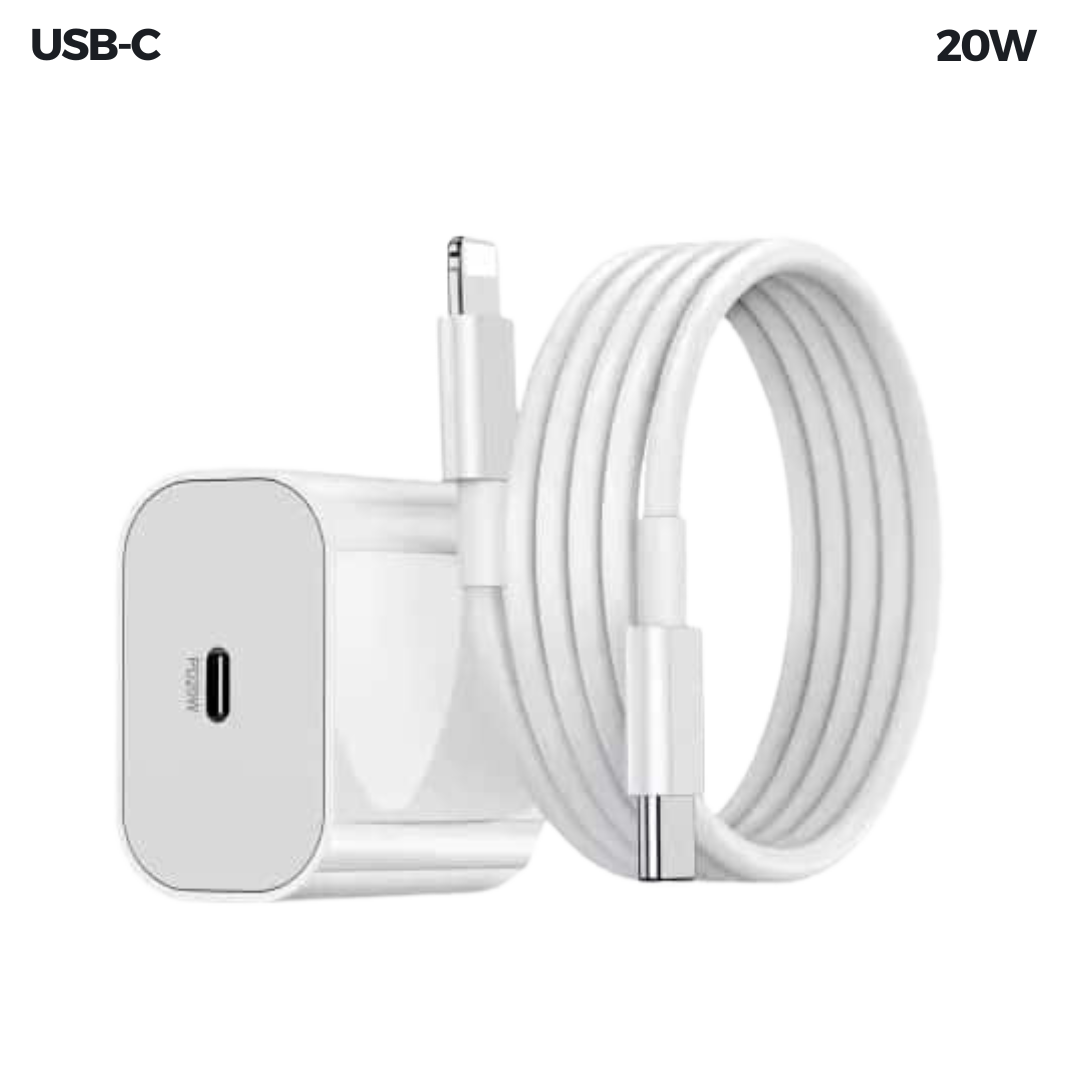 iPhone Lightning oplader + 20W Hurtig oplader USB-C (1M)