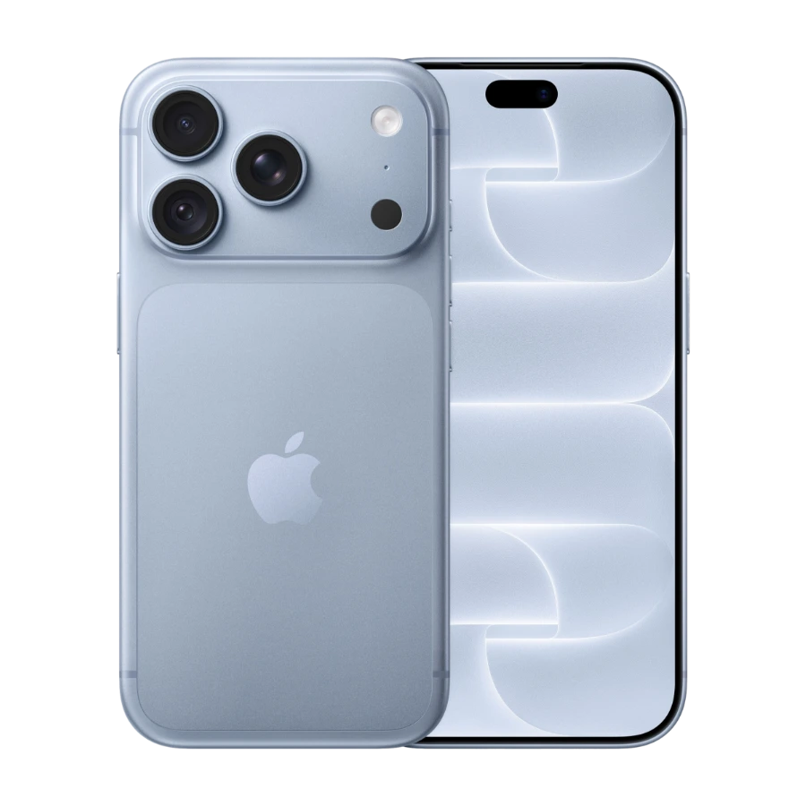 iPhone 18 Pro Max i Glacier Blue set for- og bagfra